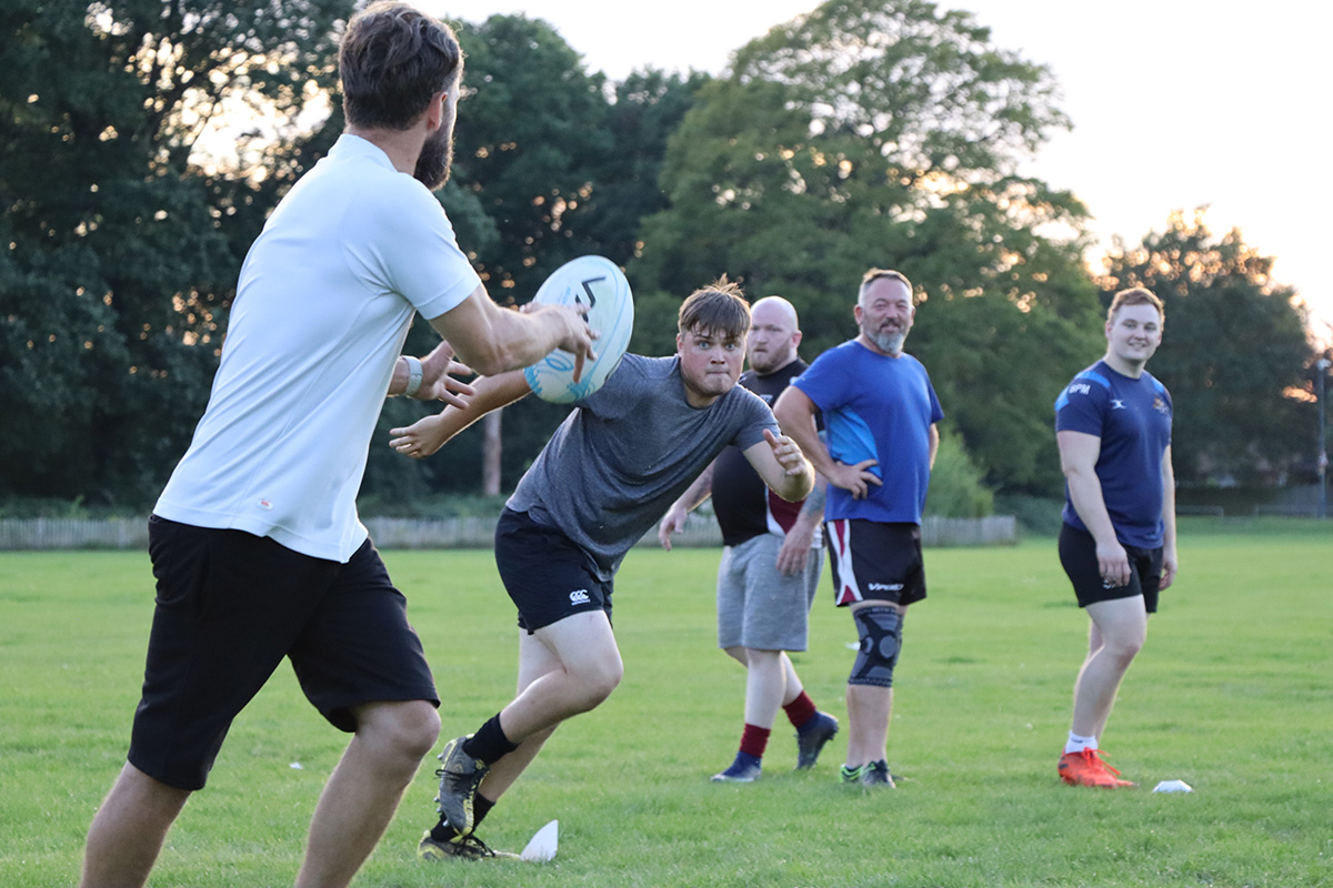 Players passing during a training session